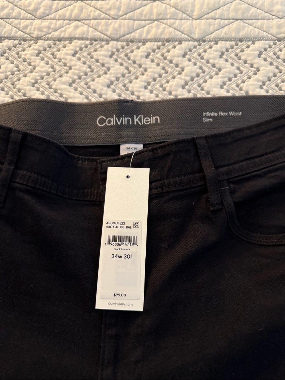 Calvin Klein Black Straight-Leg Chinos 34/30. - Picture 2 of 3